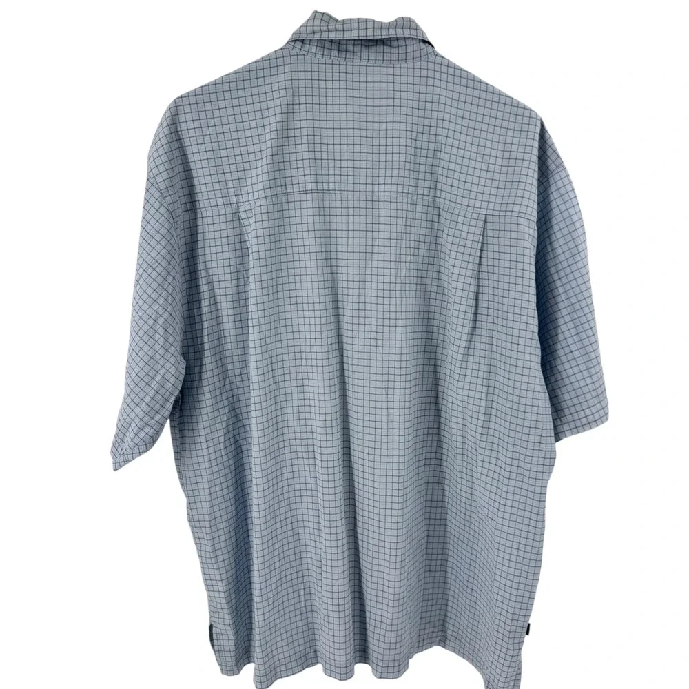 Simms Mens XL‎ Blue Plaid Short Sleeve Button Down Fishing Shirt Micro Check